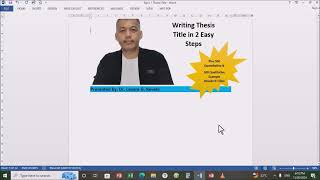 Thesis Writing Made Easy Topic 1 Writing Thesis Title in 2 Easy Steps Bisaya ni [upl. by Ssidnac307]