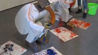 cai guoqiang and wu yulu robot imitating jackson pollock [upl. by Ced297]