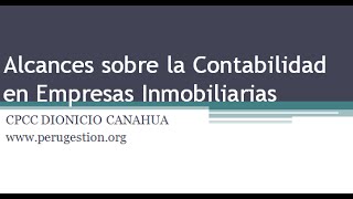 Alcances sobre Contabilidad Inmobiliaria [upl. by Yokoyama]