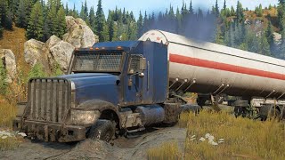 SnowRunner Mods  Navistar 5000 MV S  Driving Offroad Transporting Trailer Fuel Tanker [upl. by Bedell620]