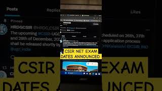 CSIRNET Exam Dates Announced examdate csirnet dec23 [upl. by Arreyt]