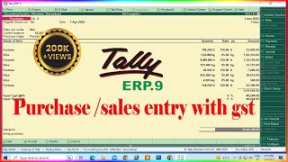 purchase and sales entry in tally erp 9 with gst in hindi  purchase and sales entry in tally erp 9 [upl. by Mcconaghy]