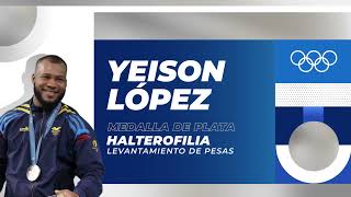 Juegos Olímpicos París 2024 Yeison López ganó medalla de plata en levantamiento de pesas [upl. by Fleece]