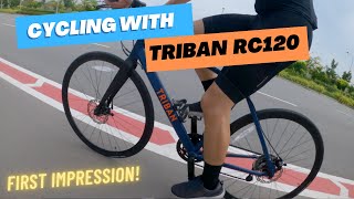 Cycling with Triban RC120 Flatbar  First Impression [upl. by Ahsinauq202]