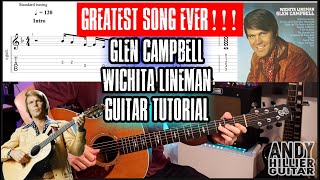 Glen Campbell  Wichita Lineman Guitar Tutorial Greatest Song Ever [upl. by Ahsekram]