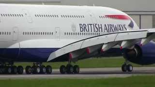 British Airways Airbus A380 GXLEA Takeoff and Landing  Test Fly 2013 May 24th [upl. by Ardnasyl]