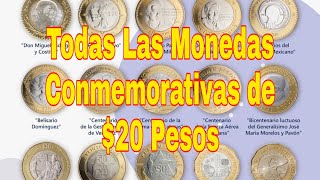 Todas las Monedas de 20 Pesos Conmemorativas  numismatica mexicana  numismatica de mexico [upl. by Norford]