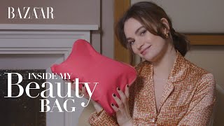 Lily James Inside my beauty bag  Bazaar UK [upl. by Shea627]