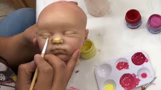 PART 7 Ethnic Reborn Doll Painting Tutorial WASHES amp MOTTLING [upl. by Athal805]