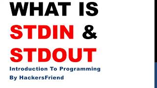 What is STDIN and STDOUT   Introduction to programming [upl. by Iemaj364]