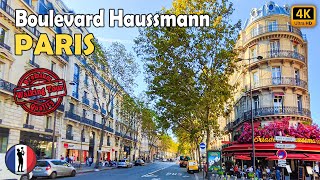 🇫🇷 PARIS Boulevard Haussmann Amasing Walking Tour 4K60 fps [upl. by Gipsy750]