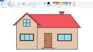 How to draw a simple house in computer using Ms Paint  House Drawing [upl. by Arodnahs]