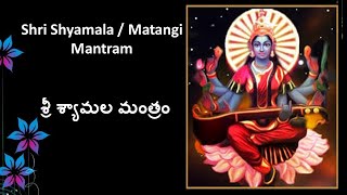 Sri Shyamala matangi mantra  శ్రీ శ్యామల మంత్రం  श्रीश्यामला मन्त्रम [upl. by Abibah]