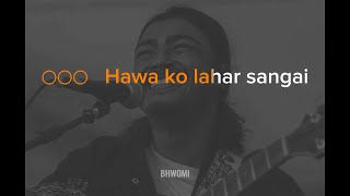 Karaoke lyrics Hawa Ko Lahar Sangai by Kuma Sagar A Mai Re [upl. by Cartie]