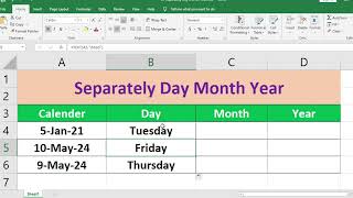 EXCEL 020  TEXT Function  Day Month Year  Saturday Sunday Monday Tuesday Wed Thursday Friday [upl. by Prichard27]