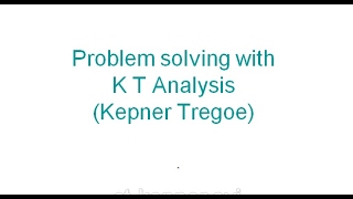 Kepner Tregoe analysis for problem solving in critical thinking [upl. by Silrak]