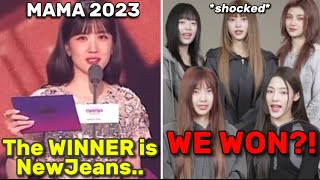 NewJeans Reaction WINNING Song of the Yearquot MAMA 2023 [upl. by Shalna]