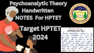 Psychoanalytic Analytical Theory Handwritten Notes Class 2 for hptet [upl. by Viveca733]