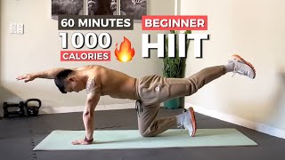 BURN 1000 CALORIES  60 MINUTES BEGINNER HIIT WORKOUT  NO EQUIPMENT [upl. by Lazos]