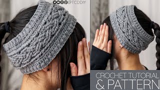 How to Crochet Cable Stitch Headband  Pattern amp Tutorial DIY [upl. by Peyton961]