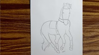 Animal Horse Outline Drawing  Horse Drawing Tutorial Step By Step  drawing animals outline [upl. by Atinaujnas]