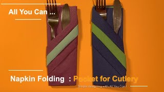 Napkin folding  Two Colors Napkin Pocket for cutlery Napkin origami  Easy  DIY Tutorial [upl. by Adnohsak665]