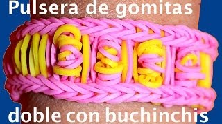 Pulsera con ligas dobles Rainbow loom bracelet [upl. by Anawak640]