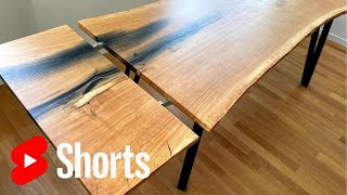 Shorts The Iron Table Extendable live edge dining table from an oak single slab shorts [upl. by Myrtie]