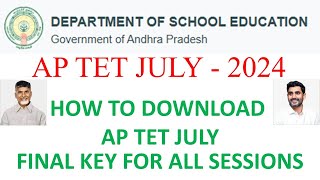 Download AP TET july 2024 Final Key [upl. by Ayres]