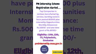 PM Internship Scheme Govtof India regn started india internship shorts vlog shortvideo [upl. by Ahsanat]