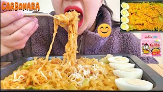 CREAMY SPICY FIRE CARBONARA NOODLES l MUKBANG [upl. by Lamphere89]