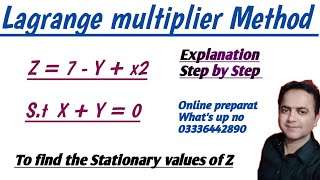 Lagrange multiplier method Find the Stationary values ••  Economics with Sajid [upl. by Hcra514]