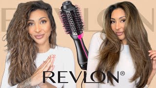 REVLON ONE STEP HAIR DRYER REVIEW ON THICK COURSE CURLYWAVY HAIR [upl. by Yanat]