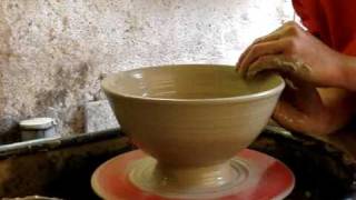 Throwing a clay pottery fruit bow on the wheel [upl. by Helsie]