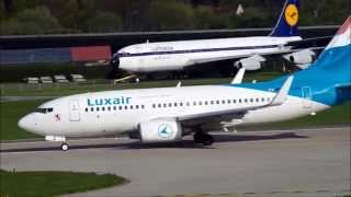 Takeoff Luxair B737700  Hamburg Airport [upl. by Nayrb102]