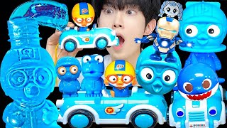 ASMR ICE CREAM BLUE PORORO JELLY RECIPE PARTY 직접 만든 블루 뽀로로 꿀젤리 먹방 DESSERTS MUKBANG EATING SOUNDS 咀嚼音 [upl. by Crabb]