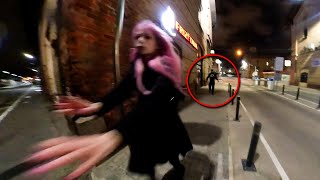 Biker Saves Girl from Creepy Man Chasing Her [upl. by Nirrac]