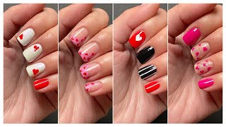 Easy heart nail art designs for beginners  Valentines day nail art inspiration for short nails [upl. by Lledniw]