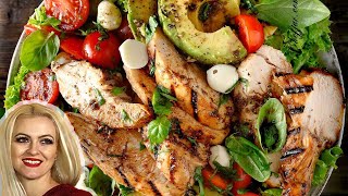 Chicken Avocado Caprese Salad Recipe Best Caprese Salad amp Homemade Balsamic Vinaigrette [upl. by Ynomrah689]