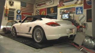 Porsche 9872 Boxster Spyder 20092012  Fabspeed Supercup Race Exhaust  Dyno Test [upl. by Nosydam686]