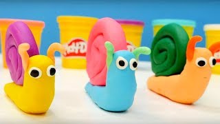 Spielspaß mit Play Doh Wir kneten Schnecken Basteln für kinder [upl. by Abran95]