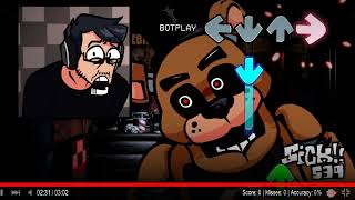 Markiplier plays in FNAF 1 but this is FNF █ Friday Night Funkin – BITE An Ourple Guy Fanmod █ [upl. by Behre]