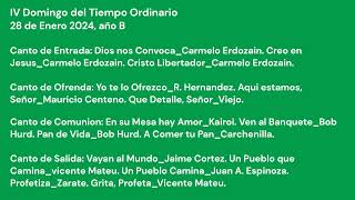 Sugerencia de cantos 28 de enero 2024 IV Domingo del Tiempo Ordinario año B [upl. by Ancel]