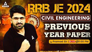 RRB JE 2024  RRB JE Civil Engineering Previous Year Question Paper  By Pramod Sir [upl. by Hunger991]