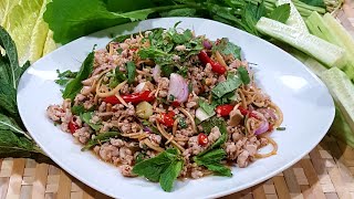 How To  LaapLarb Katai  Minced rabbit meat salad [upl. by Normalie]