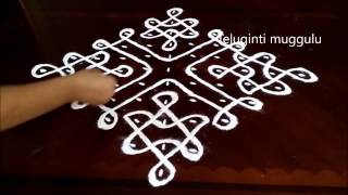 Melikala muggusikku kolam designs with 111 straight  chukkala muggulu with dots rangoli design [upl. by Siblee]