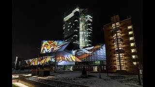 Luminale 2018 in Frankfurt aM  Lightshow an der EZB [upl. by Suidualc580]