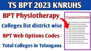 BPT physiotherapy colleges in Telangana  knruhs BPT college list amp web options codes full details [upl. by Fermin]