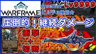 【Warframe】Lv9999ボコしながら『Quellor』ビルド3つ紹介【Internal Bleeding】 [upl. by Aynek]