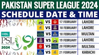 Pakistan Super League 2024 Schedule  PSL 2024 Schedule  PSL 2024 Schedule Time Table [upl. by Clava]